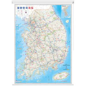 대한민국지도 롤스크린 - 우리나라 전국 도로 제주도 세계 여행 한국 남한 전도