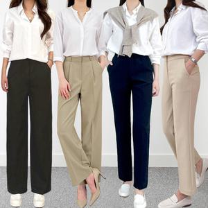 여성 빅사이즈 슬랙스 S~3XL 3기장 바지 여성의류 일자 슬림핏 하이웨스트 밴딩 부츠컷 와이드팬츠/키작녀