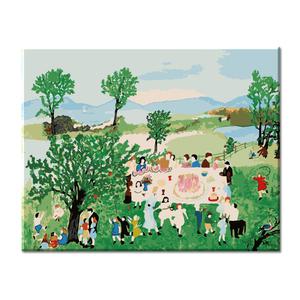 모모픽스페인팅 유화그리기세트 물감 2배 J77 그랜드마 모지스 생일케이크 50x40 유화 그림 명화 붓 세트
