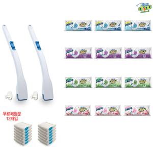 이지드롭 변기크리너 핸들2개(걸이포함)+리필 12팩+체험분 12개