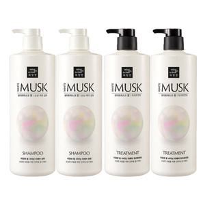 미쟝센 펄 샤이닝 리페어 퍼퓸 샴푸 2개 + 트리트먼트 2개 화이트머스크향 1000ml