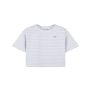 여성 코숏 쿨텐션 스트라이프 크롭 자수 반팔티 (PHE2TR2220)