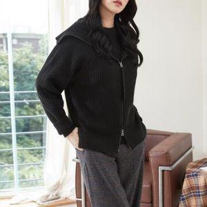 [에떼르나] 여성 니트 집업 가디건 블랙