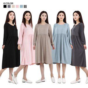 [아베티]주름 스판 긴팔 맥시 원피스