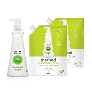 메소드 주방세제 바질 용기, 532ML, 1개 + 리필, 1L, 2개