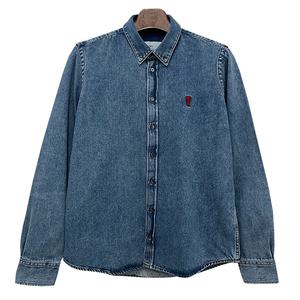 25SS 하트 로고 버튼 다운 라이트 유즈드 인디고 데님 셔츠 (USH063 DE0056 480) [당일]
