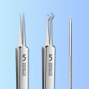 초정밀 여드름 압출기 피지 제거 세트 인그로우헤어 코 블랙헤드 제거 핀셋