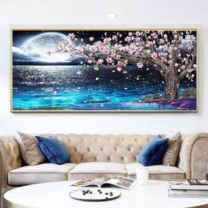 보석자수나라 대형 보석십자수 AB비즈 큐빅 구슬 밤바다목련화 패브릭원단형 120x50cm 150x65cm