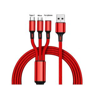 usb 케이블 3개의 데이터 직조 USB 포트 Ios Android Type 충전 케이블용 다중 3In1 마이크로 유형 충전기