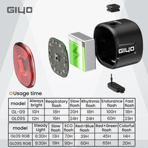 자전거 부품 GIYO 자전거 스마트 브레이크 테일 라이트 MT 도로 자동  IPX6 방수 LED  후면 램프  빛