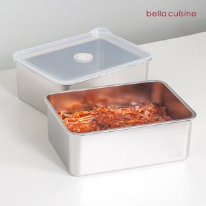 벨라쿠진 4600ml 스텐 직사각 밀폐용기 냉장 냉동 반찬통 밧드 2p 세트