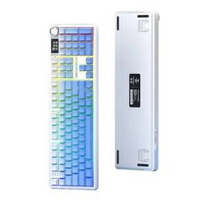 [정품] [풍령축-아이스블루 측각]AULA F108 PRO 독거미 풀배열 커스텀 기계식 키보드 3모드 노브 GIF스크린