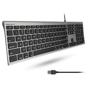 MACALLY 초슬림 USB 유선 컴퓨터 키보드 또는 WINDOWS IMAC, APPLE 호환되는 스페이스 숫자 - MAC 모두에서 MACBOOK용 잘 MINI, 키패드와 풀사이즈 작동 그레이