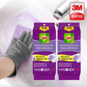3M 욕실청소용 베이킹소다 크린스틱 시트타입 소형 80매(40매x2개) 스카치브라이트