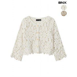 [BNX]여성 라운드넥 플라워 크로쉐 가디건