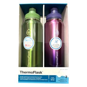 코스트코 ThermoFlask 보온보냉병 (그린+핑크) 1.2Lx2개 /써모플라스크 대용량 텀블러 등산 운동 캠핑