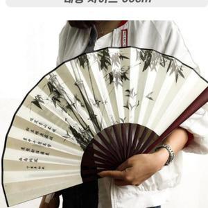 부채 대형 소품 전통 접이식 수묵화 60cm 고급 실크