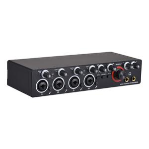 드라이버가 없는 오디오 인터페이스를 갖춘 4채널 녹음 사운드 카드 4-in 4-out USB 라이브 사운드 카드 24