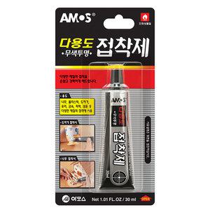 [아모스] 다용도 강력접착제 30ml (무색투명) 나무,플라스틱,도자기,유리,금속,피혁,섬유 등 접착