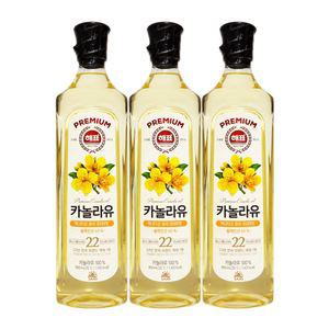 해표 프리미엄 카놀라유 (유채유) 900mL x 3개