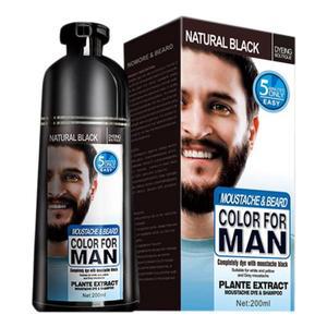 미용 남성을위한 영구 수염 염색 샴푸 죽어 제거 흰색 회색 머리 남자 200ML