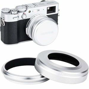 49MM 필터 어댑터 링이 있는 JJC 마크 V 메탈 렌즈 후드 프로텍터 후지필름 X100VI X100V X100F X100T X100X100 교체 후지 LH X100 및 AR 링, 오리지널 캡 /실버에 맞습니다