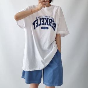 버클리나염 라운드박스 반팔롱티셔츠 여성데일리 레터링 빅사이즈 루즈핏 면캐주얼