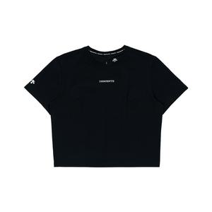 데상트 여성 레귤러핏 세미크롭 반팔티셔츠 SP122TTS16BLK
