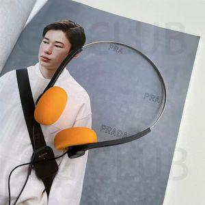 온이어 헤드폰 레트로 헤드셋 이어쿠션 컬러 화이트블루
