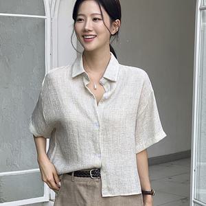 [시크폭스] 린넨터치 보카시 반팔 셔츠