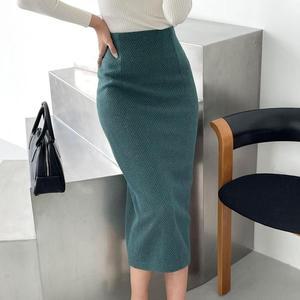 여자 일자 울치마 모직 큰사이즈 롱스커트_3