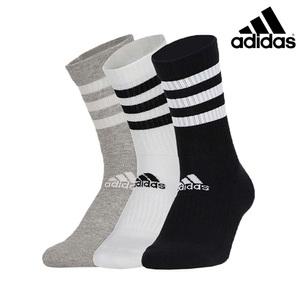 아디다스 쿠션 크루 3S 장목 양말 3켤레 혼합 DZ9345