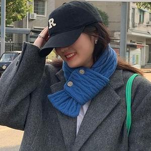 버튼 꽈배기러블 쁘띠 미니사이즈 목도리 방한 넥워머