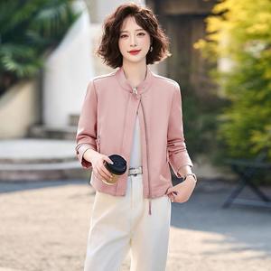 여성코트 봄 쇼트 코트 루즈핏 캐주얼 빈티지 PU가죽 라이더 재킷 심쿵빛