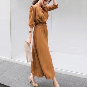 로로비 가을 롱 플리츠 원피스 예쁜 쉬폰 스커트