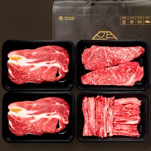 [압구정한우] 1++ 프리미엄 등심 S 1.1kg 채끝+등심+갈비살 고급포장 모둠 냉장 투뿔 한우 선물세트 마장동 명품 소고기 구이용 캠핑고기 정육 명절/설/추석/기념일 선물 세트