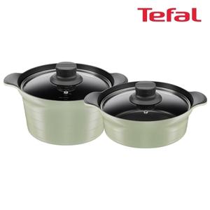 [Tefal] 테팔 인덕션 티타늄 아로마 통주물 2종세트 (양수냄비 24cm+전골냄비 24cm)