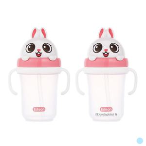 에디슨 흘림방지 입체 유아 아기 빨대컵 토끼 X2개