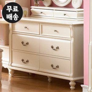 [벤티스가구]로망 엔틱 자작나무 원목 체스트 옷 수납 화장대 안방 와이드 3단 서랍장(1200)