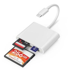 아이폰 15용 Tiansong USB C SD 카드 리더기 /Mac /iPad, 3슬롯 USB 타입 C에서 CF /SD /TF 카드 어댑터는 MacBook Pro /Air iMac M1 M2 안드로이드 갤럭시 S22 S23과 호환되는 컴팩트 플래시 /Micro SD 카드를 지원
