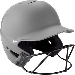 Mizuno F6 성인 패스트 피치 소프트볼 타격 헬멧 마스크가있는 회색 LXL
