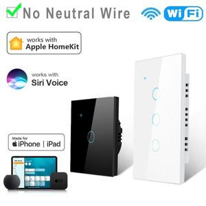 투야 스마트봇Homekit 스마트 WiFi 스위치 터치 센서 벽 조명 Apple 용 홈 앱 Siri 제어 중립 와이어 필요
