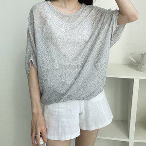 여성 여름 시원한 마혼방 시스루 가오리 반팔 티셔츠 체형커버 TS0793S 빅사이즈 루즈핏