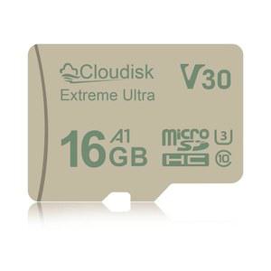 카메라, DVR, 태블릿 PC 및 휴대폰용 Cloudisk Micro SD 카드 16GB U3 90MB/S V30 익스트림 울트라 C10 A1 MicroSDHC UHS-I (16GB)