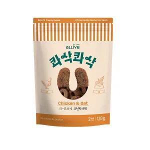 [유통기한 임박] 올리브 콰삭콰삭 강아지 비스킷 간식 치킨&오트 120g, 12입, 1개