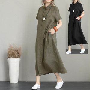 린넨 롱 여름 치마 편한 원피스 반팔 빅사이즈  여성 여자 롱원피스