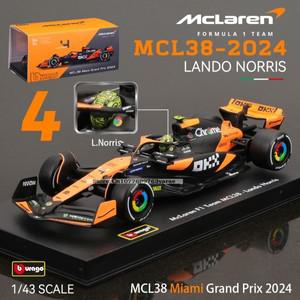 Bbugo 1:43 F1 2024 McLaren MCL38 메르세데스 벤츠 호환 W15 페라리 레드 불 알파인 합금 자동차 레이싱
