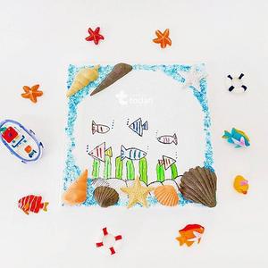 [KGPQT2SR_4B]캔버스 조개 액자-5인 그림 세트