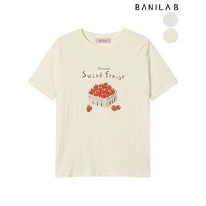 [하프클럽/바닐라비]여성 딸기 프린팅 반팔 티셔츠
