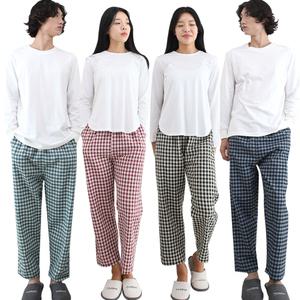 여성 남성 잠옷 바지 잔체크 9부 국내산 슬레진저 여자 남자 면 주머니 파자마 홈웨어 하의